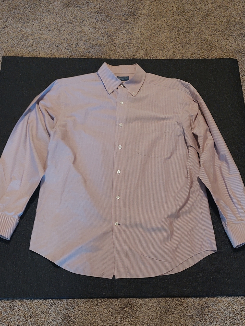 Men's Long-Sleeve Dress Shirt in Light Pink Pinstripes
